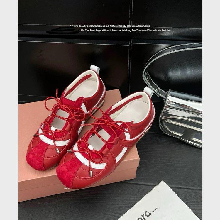 Cowhide version, inner height increase 5cm German training shoes women's 2025 summer new Korean version ballet Mary Jane shoes lazy single shoes