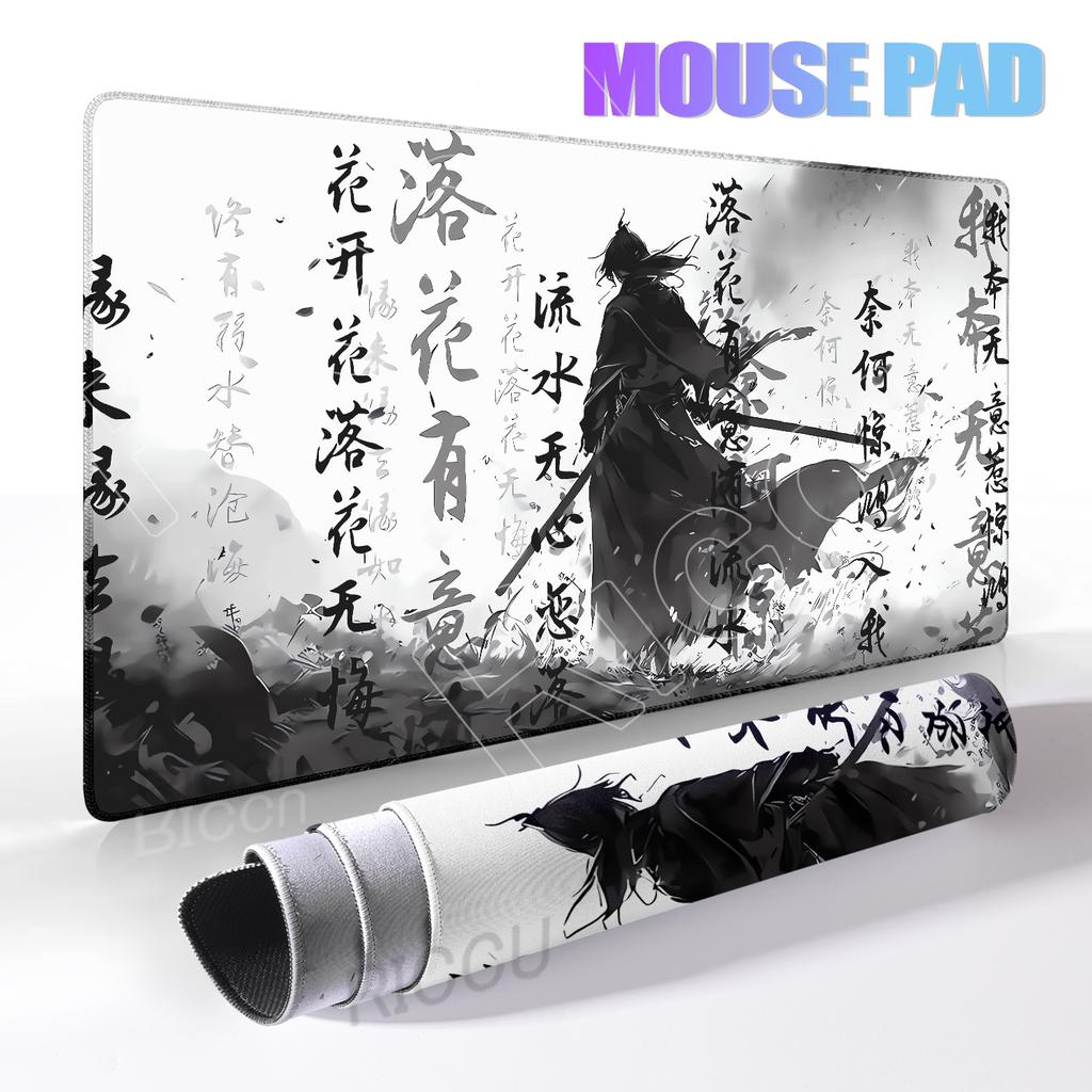 Samurai Black Mouse Pad Large Computer Gamer Table Mat Laptop Art Desk Mat PC Mousepad Non-slip Rubber Keyboard Accessories Pads