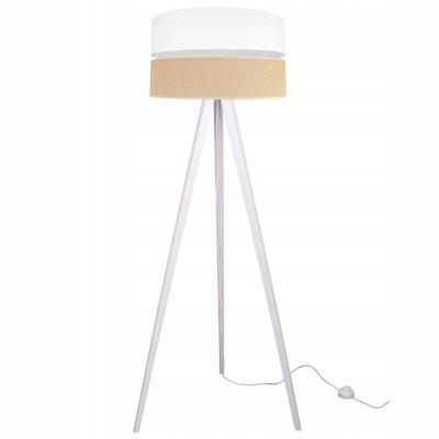 TRIPOD FLOOR LAMP WOODEN LAMPSHADE 45CM WHITE