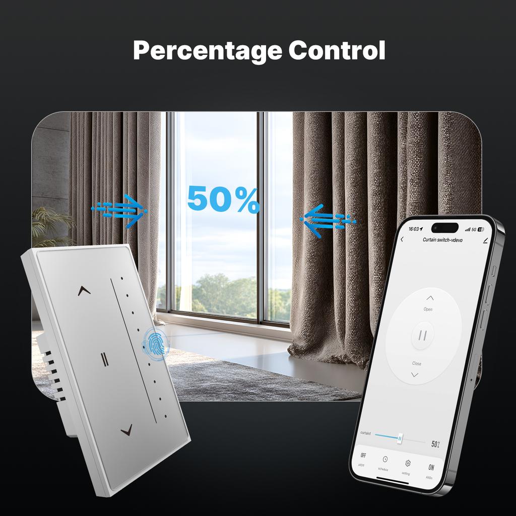 Zigbee Smart Curtain Wall Switch EU UA Wireless Tuya Smartlife APP Remote Control Alexa Google Home