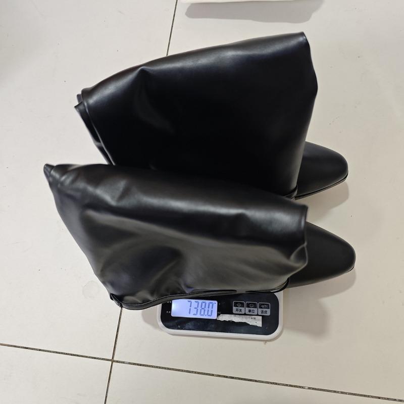 Botas de Mujer de Caña Arrugada de Tacón Medio y Ancho - Caña Plisada de Cuero Sintético, Botas por Debajo de la Rodilla para Invierno, Botas Vintage para Ponerse