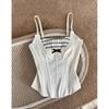 French High-End Lace Trim Bow Camisole Bra - Women's Slim Strap Sweet Design