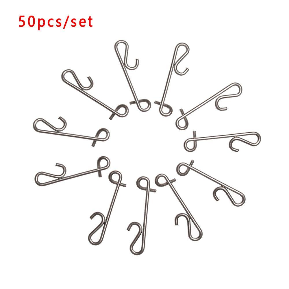 50 Pcs Stainless Steel Fishing Hanging Snap Barrel Swivel Fast Lock Connector Line Tackle Portable Durable High Quality