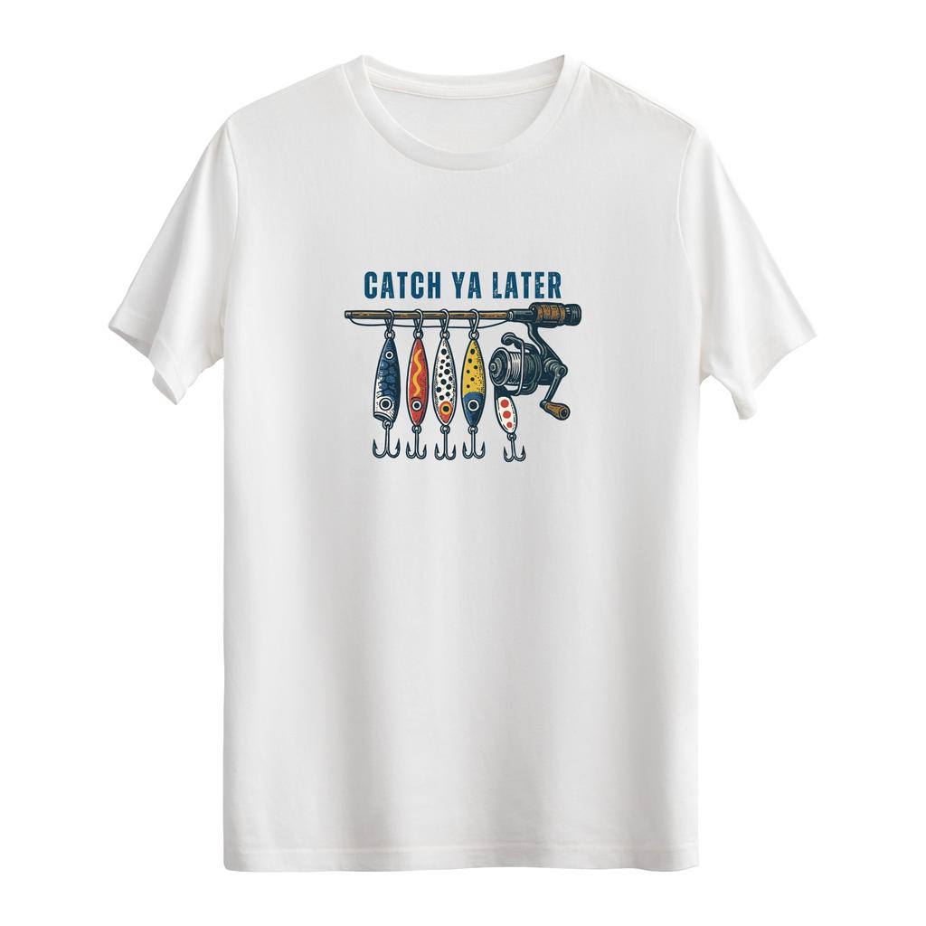 Vintage Catch Ya Later Fishing Rod Lures Graphic Tshirt Soft Cotton Retro Fisherunisex Art Daily Casual Short Sleeve Tops