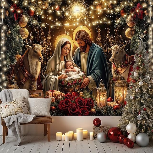 Nativity scene tapestry wall hanging 75x100