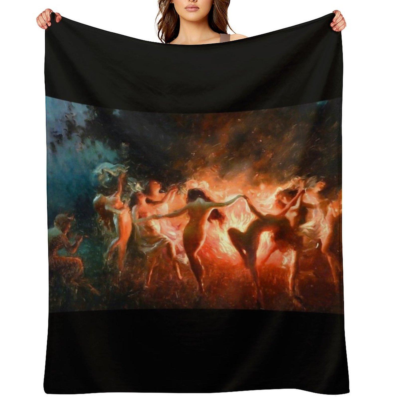 

Fire Dance - Joseph Tomanek - Nymphs Dancing to Pans Flute 1920 Throw Blanket Flannels funny gift Decoratives Blankets 30x40in
