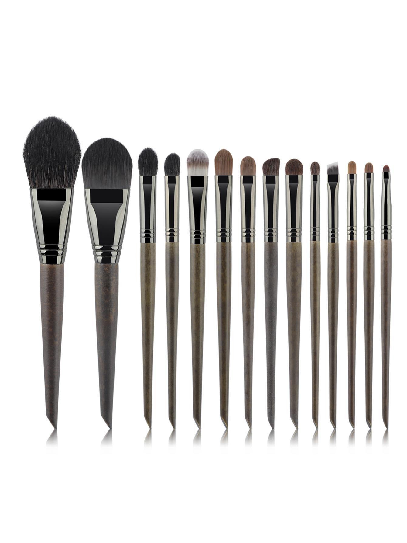 

Набор из 14 профессиональных деревянных кистей для макияжа, кисти для макияжа, идеальные для растушевки тональной основы, пудры, румян, теней для век, бровей, с сумкой,