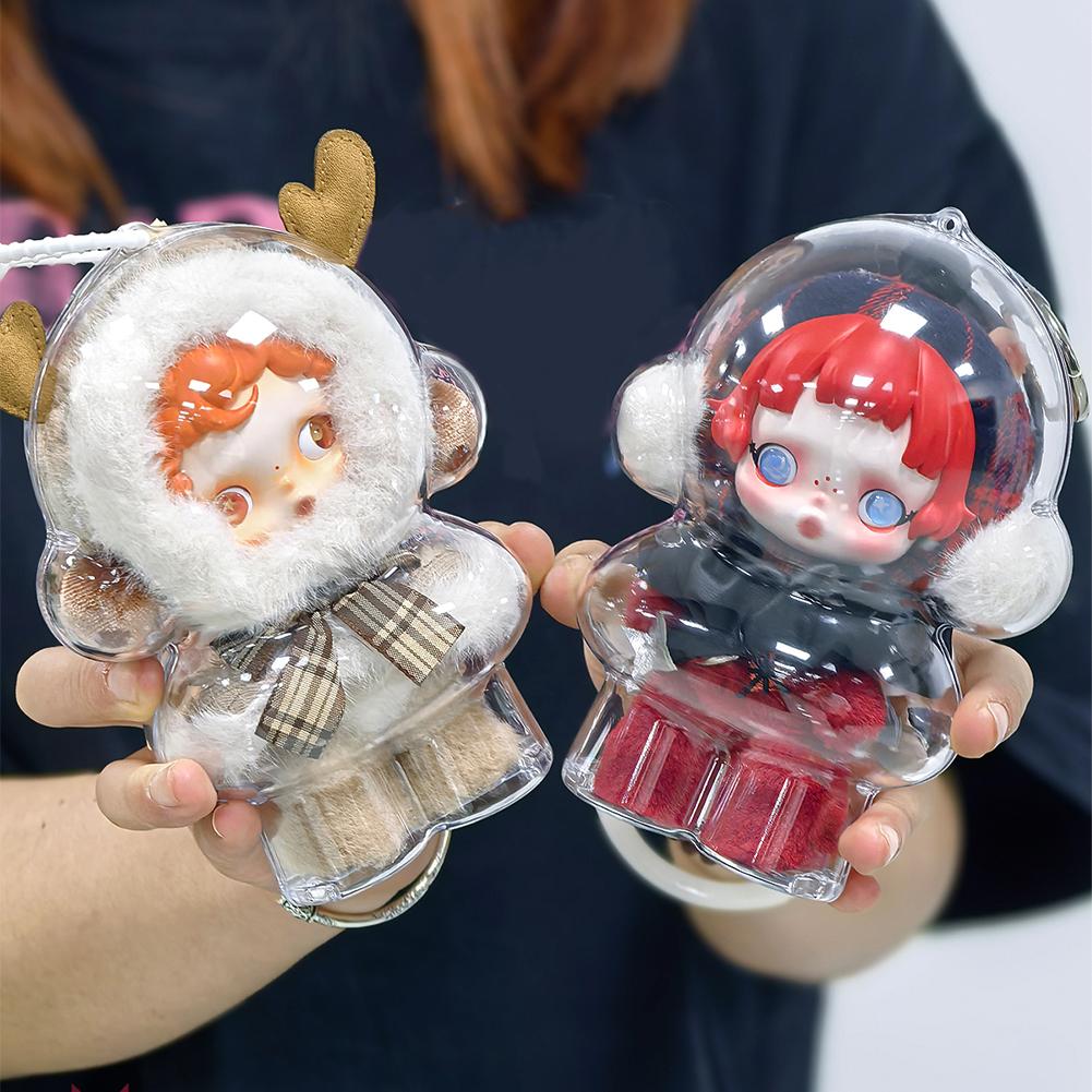 1PC Protective Acrylic Storage Case For Plush Dolls Display Bag for Skull Panda No Doll Transparent Portable Cable Organizer Box