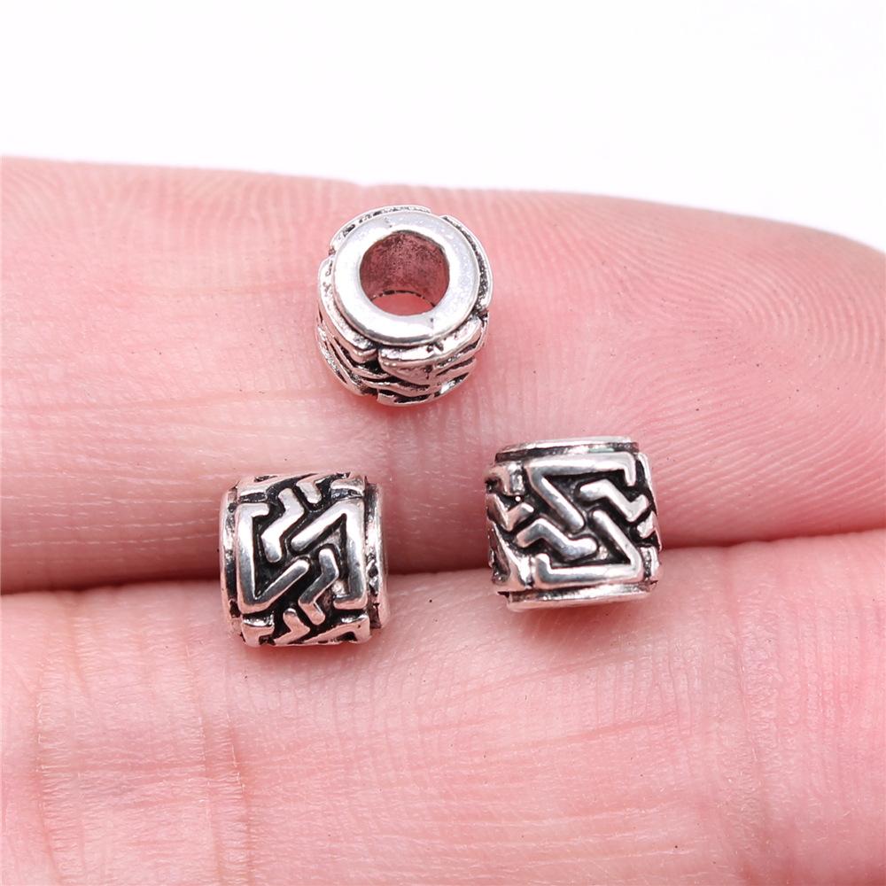 20pcs Big Hole Round Carved Spacer Beads For Jewelry Making Antique Silver Color DIY Crafts Making Findings Handmade Findings