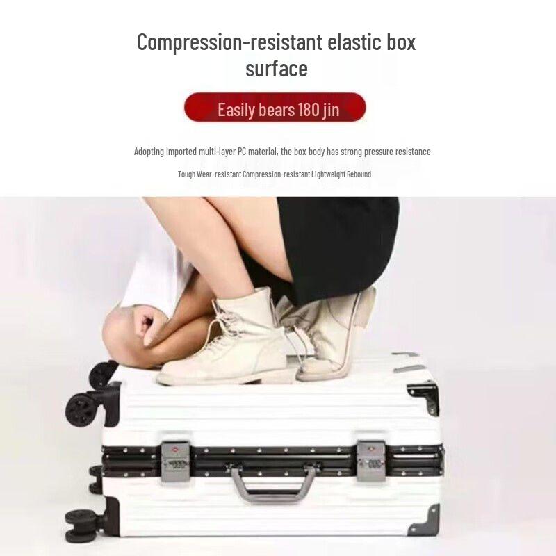 Durable Leather Carry-on Trolley with Combination Lock for Students and Men