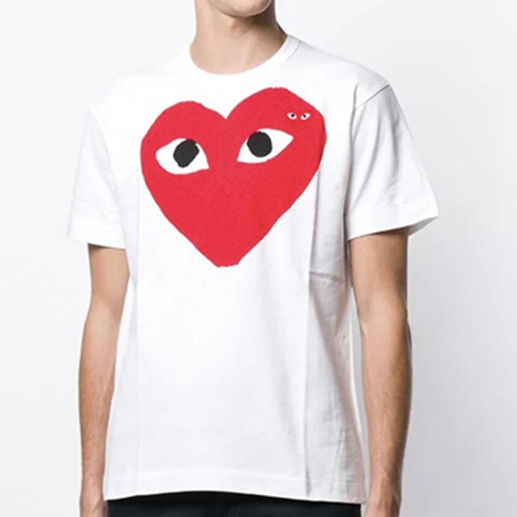 Comme des Garçons PLAY COMME Des GARCONS PLAY Love Printing Casual Short Sleeve White Men's AZT026