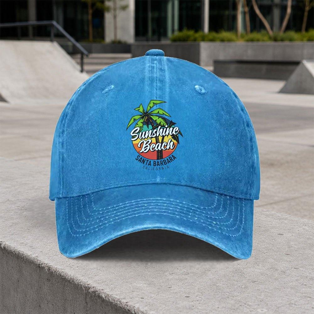 Retro Santa Barbara Sunny Beach Washed Baseball Cap Unisex Adjustable Dad Hat for Outdoor Daily Wear Vacations