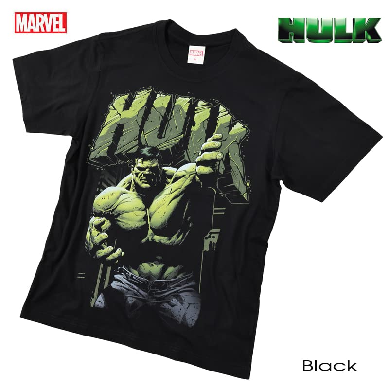 EVERSOUL Marvel Short Sleeve T-Shirt, Hulk, Avengers, Captain America, Venom, American Comic Character Goods, Gift, Men's, Black, XL [Parallel Import]