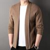 Men's Machine Washable Wool Blend Knit Cardigan - 2023 Autumn Solid Color Breathable Sweater Coat