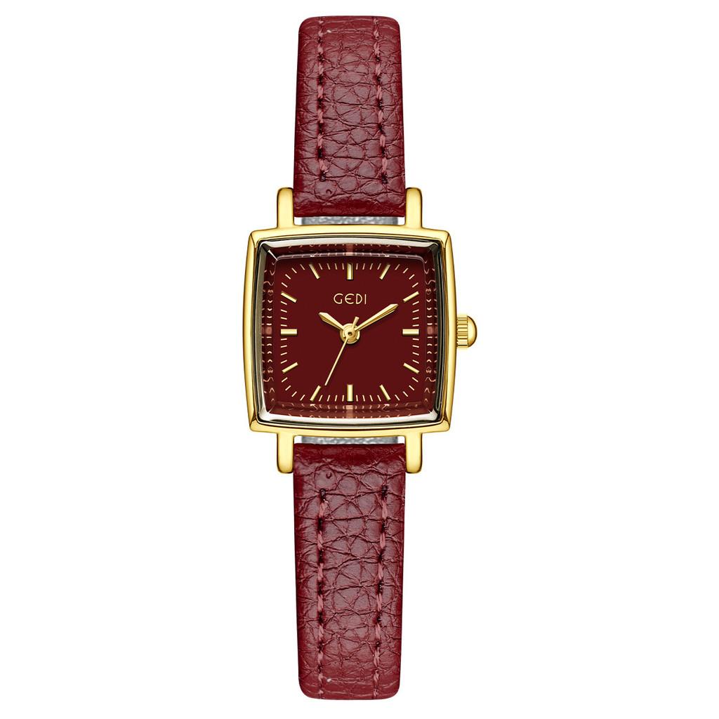 

Retro Square Womens Quartz Watch With Leather Strap And Waterproof For Fashion Enthusiasts Red