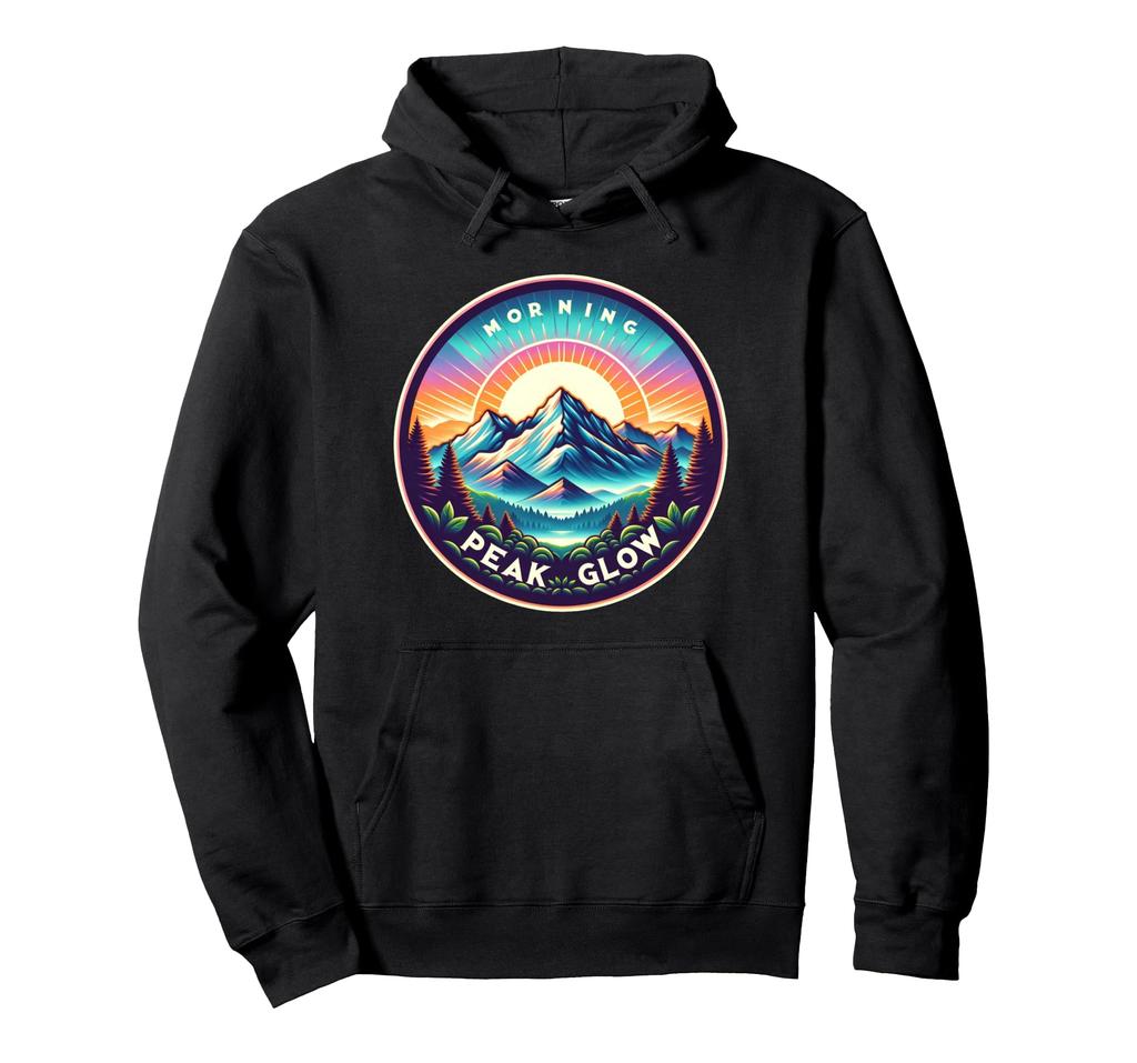 Majestic Morning Peak Glow Mountain Sunrise Forest Emblem Hoodie