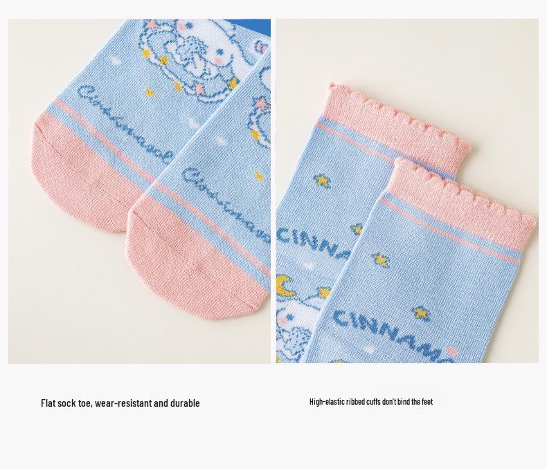 Cartoon Kuromi Wadenlange Baumwollsocken für Kinder - Frühlings- und Herbststile für Mädchen und Jungen