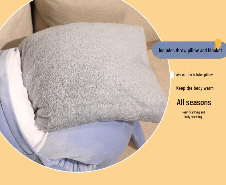 Hand-Warmer Yellow Duck Shark Plush Toy & Blanket - Cute, Soft, Insertable, Ideal for Nap Time or Air-Conditioned Rooms