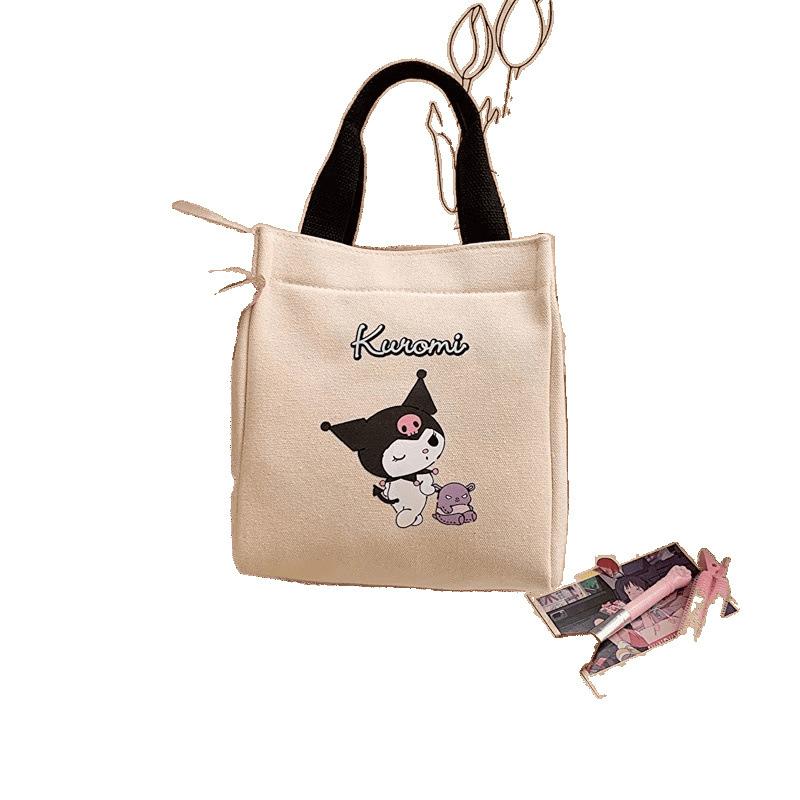 2025 New Cute Canvas Small Cloth Bag Office Worker Women Handbag Go Out Handbag Lunch Box Bag Cosmetic Bag