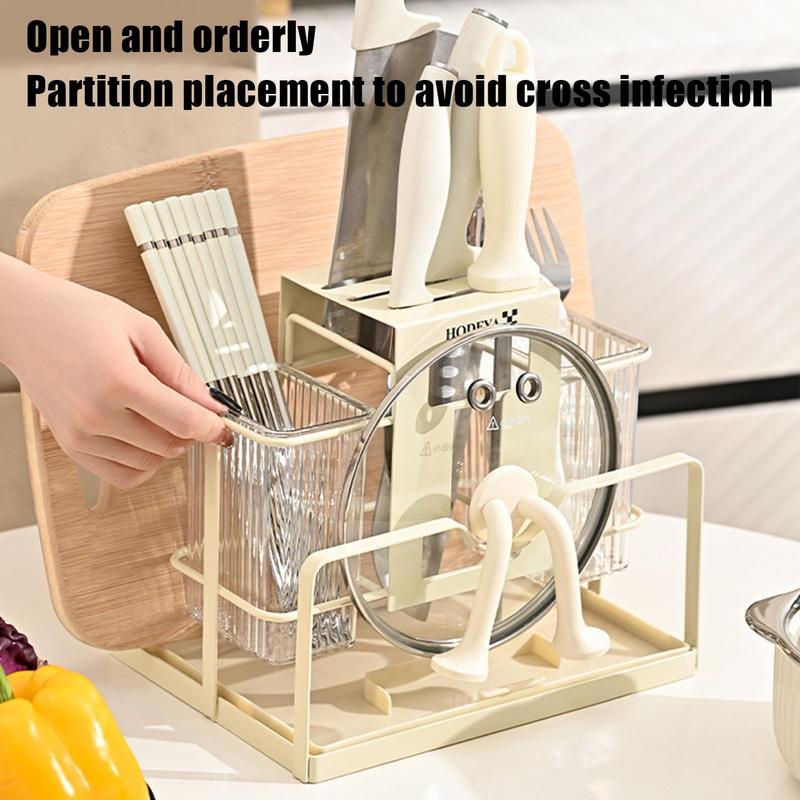 Utensil Organizer Stand Kitchen Silverware Cutter Stand Storage Kitchen Flatware Holder With Drip Tray For Spoon Fork Pot Lid