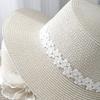 Fashion lace flower curled straw hat women's summer seaside woven hat seaside vacation visor beach sun hat