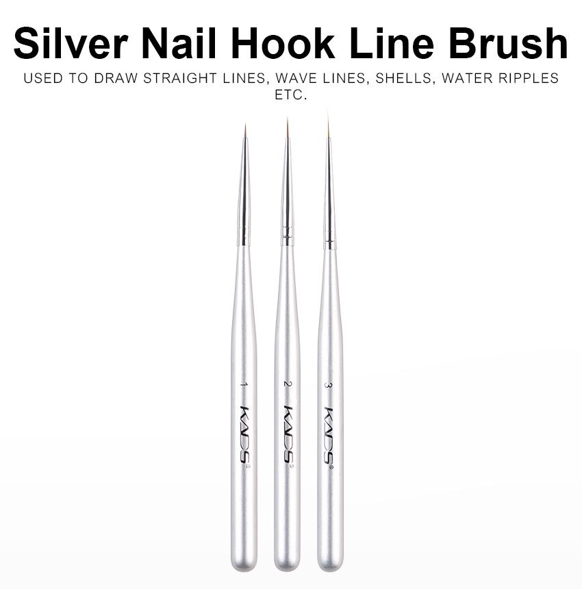 kads 15Pcs Nail Art Liner Brush Set French Lines Stripe Flower Painting Pen Drawing Brush Manicure Tools Silver Color Handle