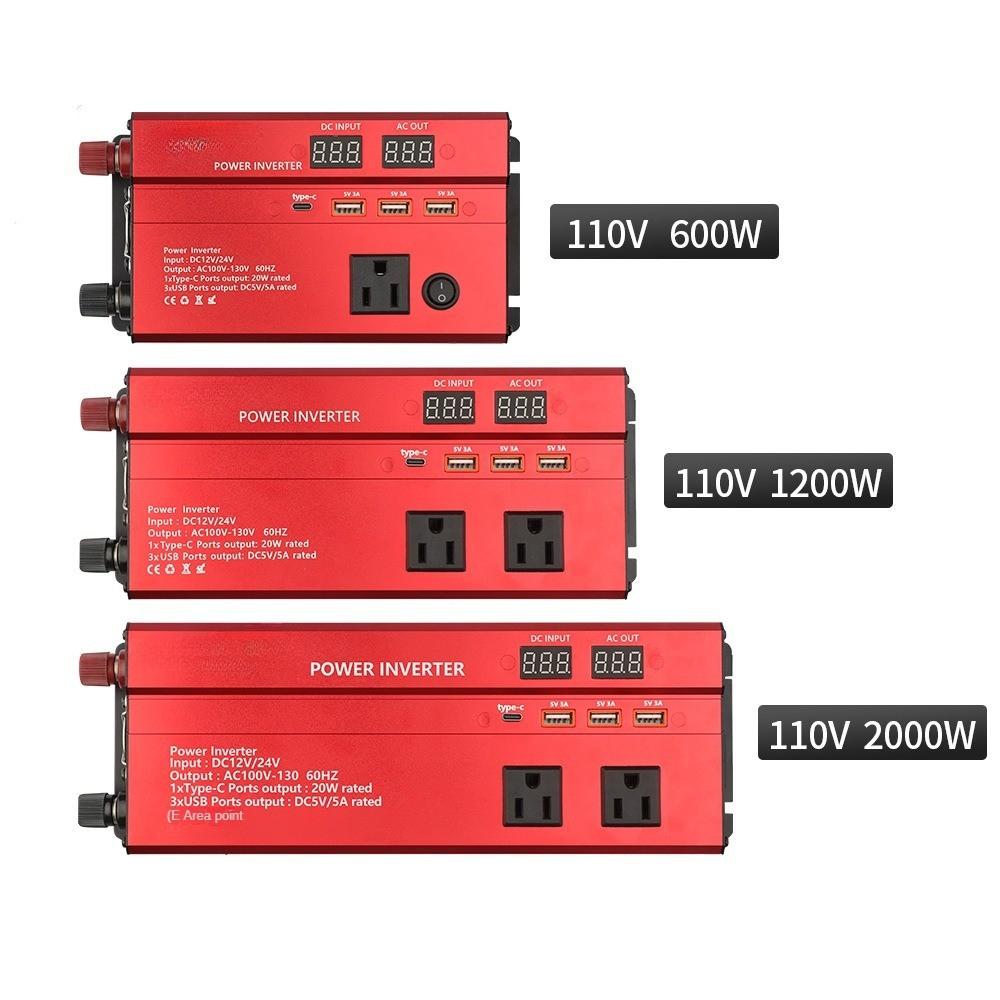 LED Digital Display Car Inverter High Power Portable Household Inverter Small Multifunctional Voltage Converter