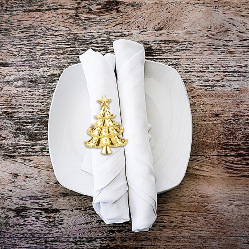 Iron Christmas Tree Napkin Rings Decorative Tableware Accessories For Seasonal Celebration Desktop Decoration