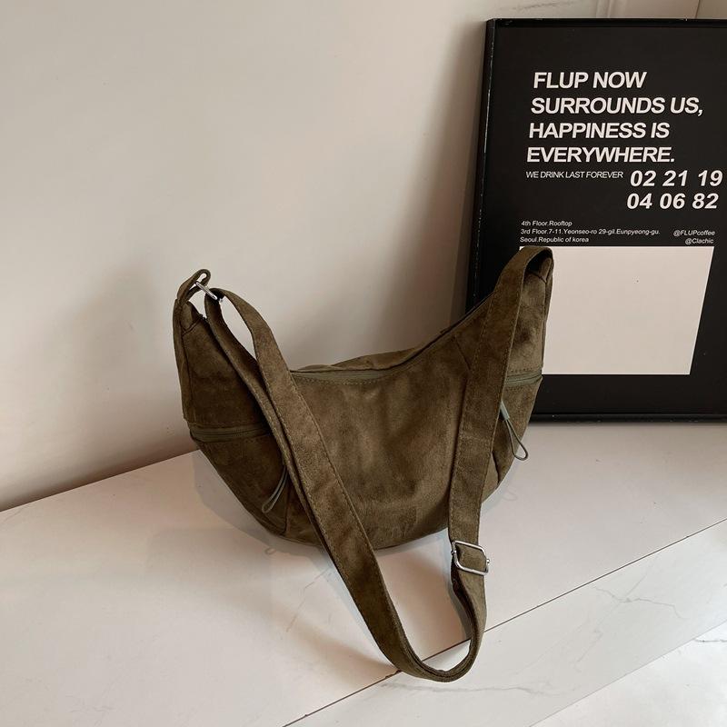 New Women Commuter Hobo Bag Comfortable and Versatile Texture Crossbody Shoulder Bag Large Capacity Suede Leather Storage Bags