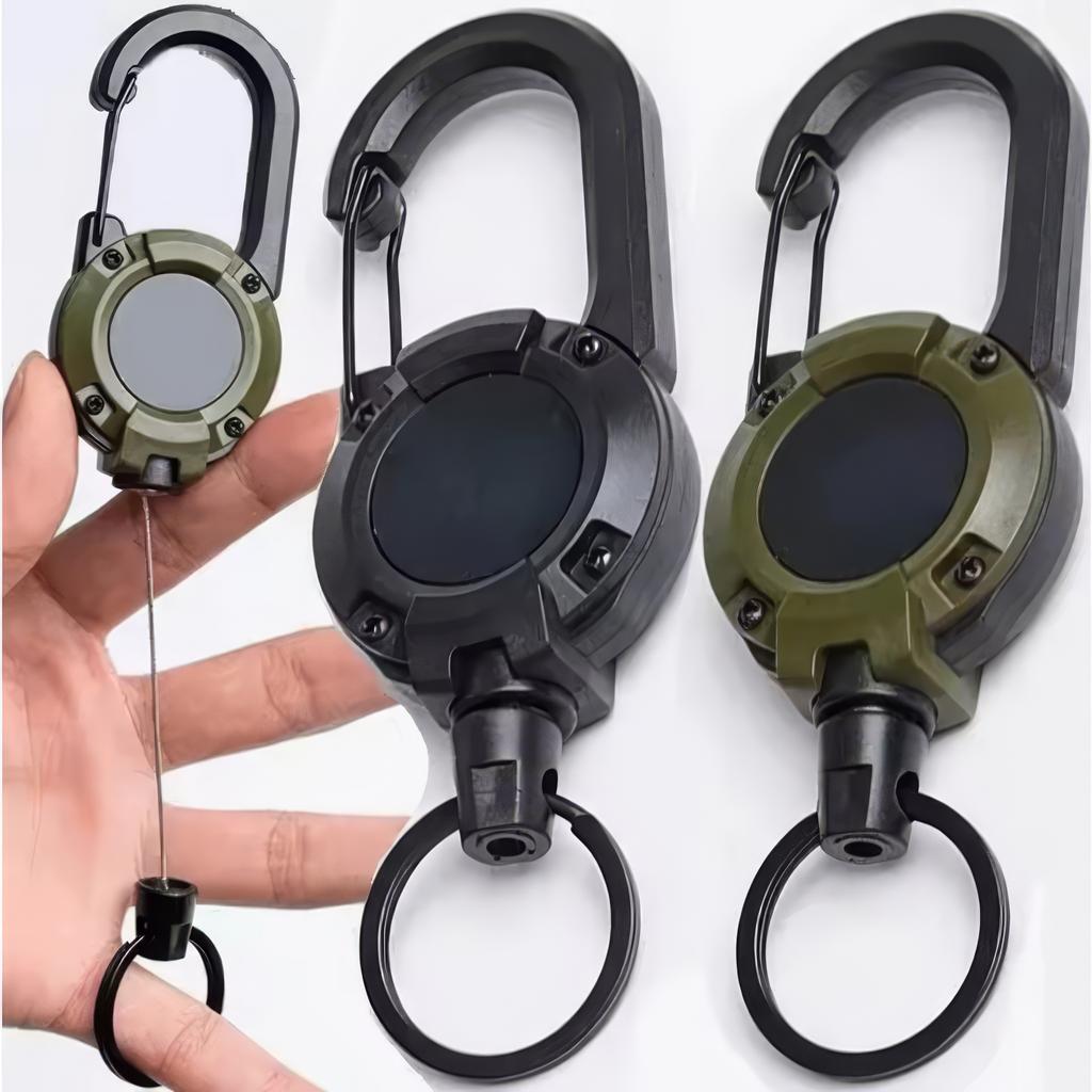 1/2/3 Piece Retractable Keychain in Black, Durable Design, Secure Closure, Suitable for Identification Documents, ID Cards, Keys