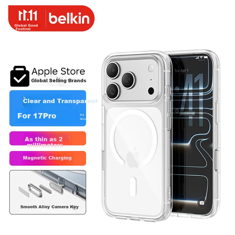 BELKIN iPhone 17 Pro Full Coverage Magnetic Absorption Phone Case Transparent Phone Protective Cover MSA031