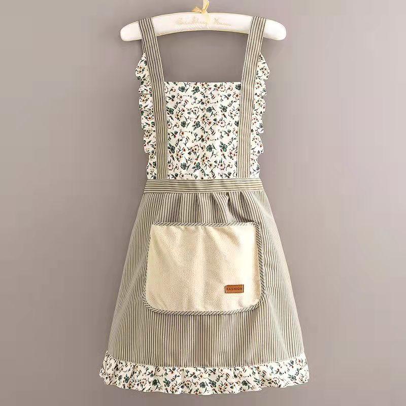 

Summer Home Kitchen Hand-wiping Apron Princess Style Anti-fouling Wear-resistant Apron Small Fresh Work Clothes