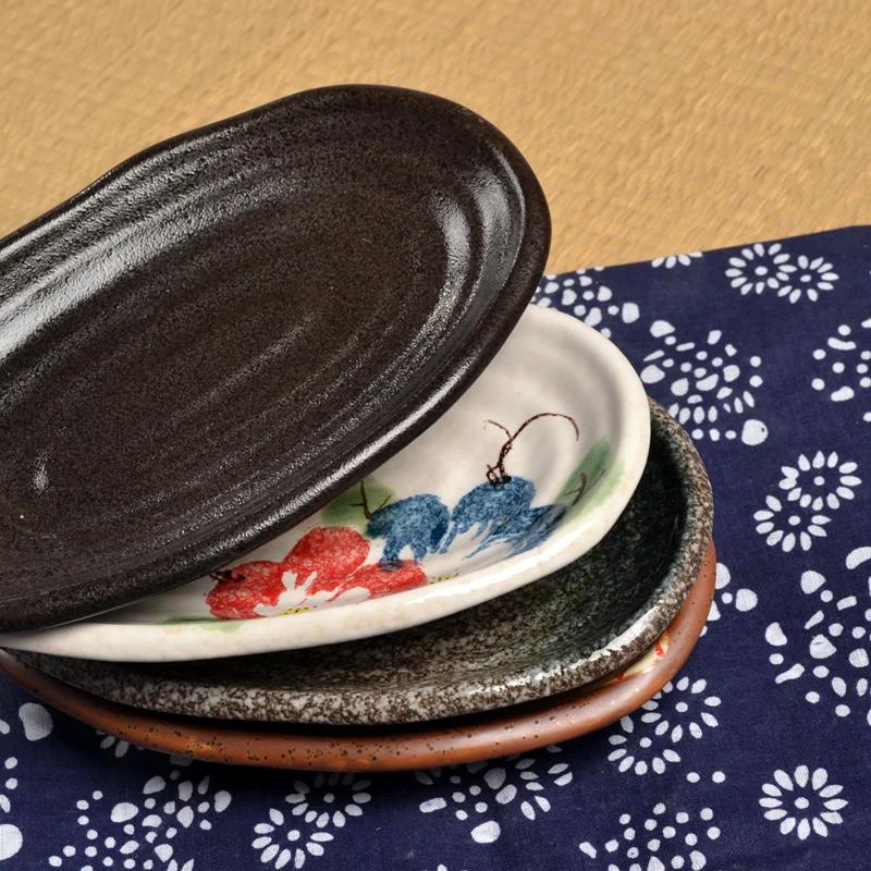 Oval Sushi Dish Japanese Ceramic Bone Plate Dinner Dishes Snack Ceramic Dinner Plates Dish Set Serving Dish Restaurant Supplies
