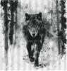 Wild Animals Shower Curtains Chinese Ink Painting Black Wolf Winter Outdoor Nature Landscape Watercolour Pattern Bathroom Decor
