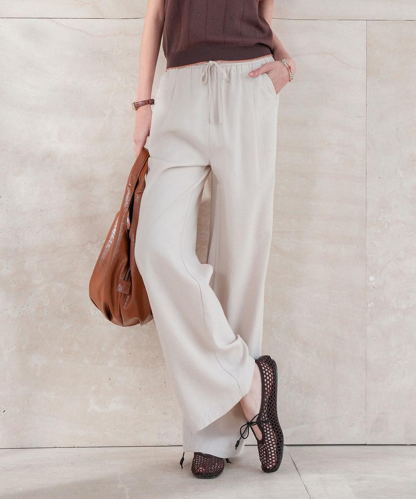 PIGMENT Linen Cut-Out All-Elastic Waist Pants (Kypt2606001)
