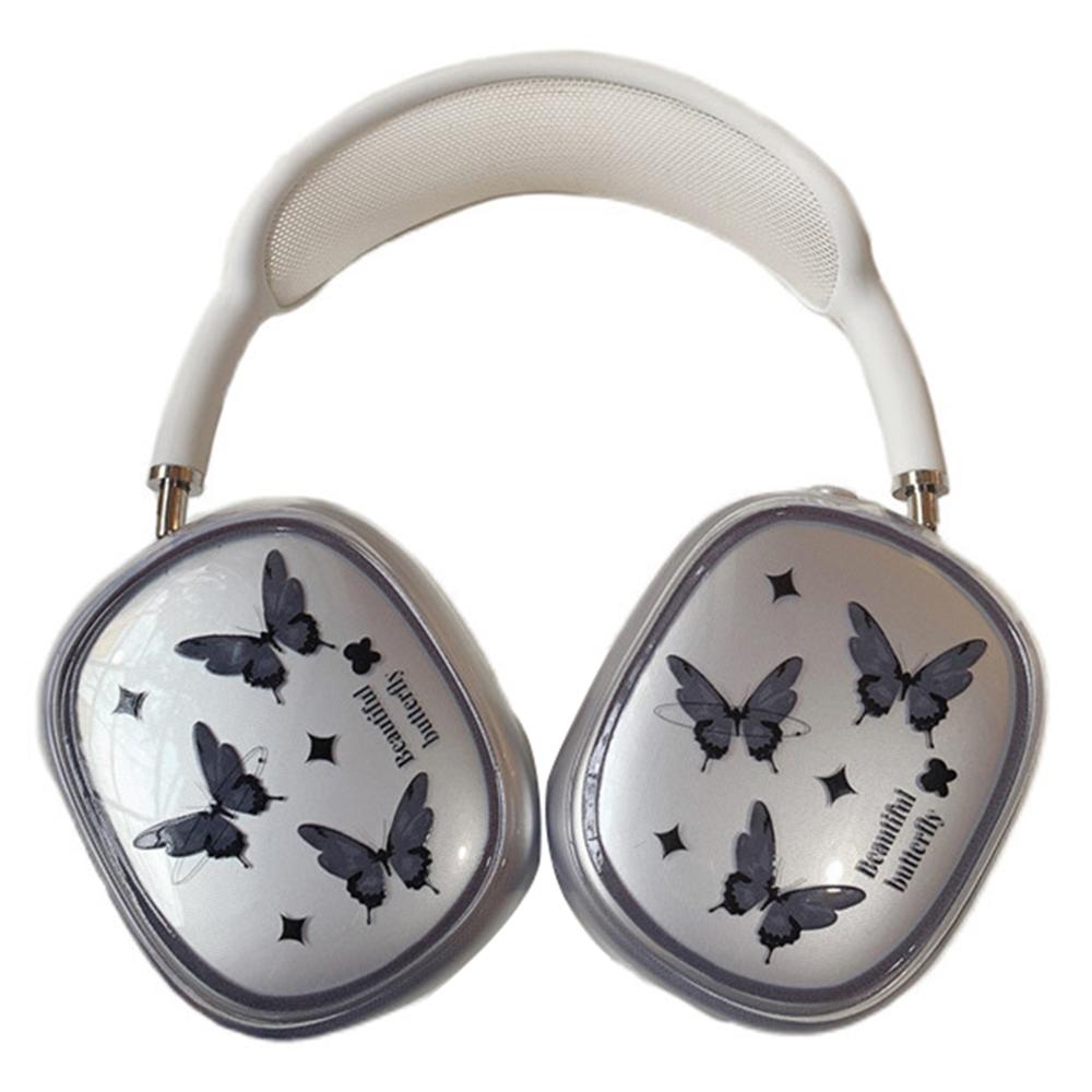 

1Pair Protective Case for AirPods Max 2024 (USB-C)/Max Headphone Drop-Resistance TPU Sleeve Black Butterfly