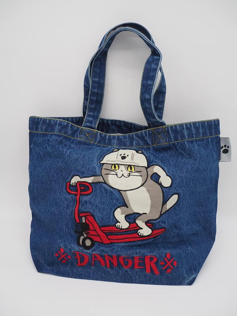 MAKERS Kumamine Denim Embroidered B4 Tote Bag, Work Cat D