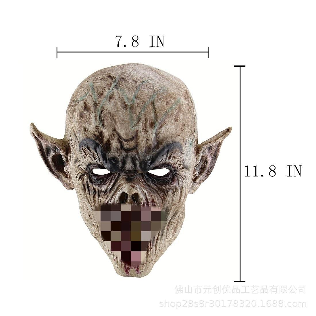 Halloween Horror Mouthless Alien Mask Latex Headgear Full Face Funny Party Demon Ghost Face Costume Prop Mouthless Alien