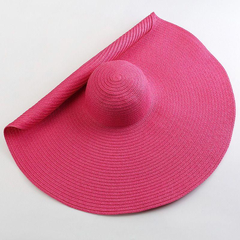 Ladies Beach Hat Fashion Large Wide Brim Sun Hat Roll Up Foldable Summer Beach Hat Big Eaves Sun Protection