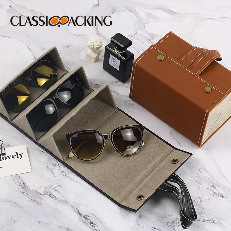 High-End PU Leather Multifunctional Jewelry & Eyeglasses Storage Box - Handmade, Multi-Grid Gift Case
