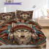 Primitive Wolf Pattern Bedding Quilt Set Quilt Cover Pillowcase Home Decoration Birthday Gift (1 * duvet cover + 2 * pillowcase, without core)