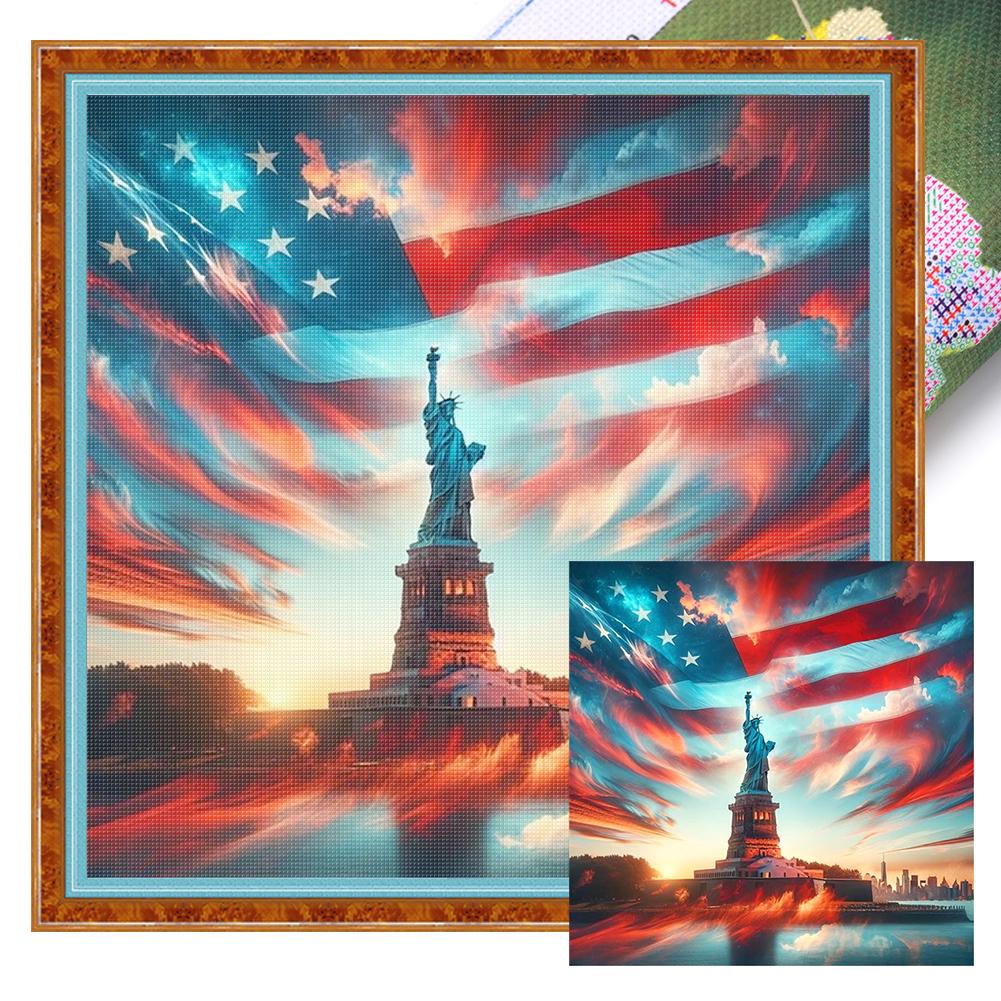 Independence Day Printed Cross Stitch Kit 11CT Embroidery Craft Set Home Decor