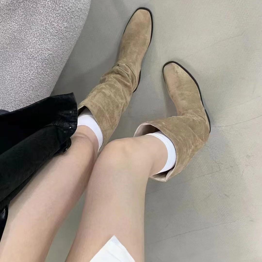 

Ботильоны Женские Рыцарские Ботинки Винтажная Замша Толстый Каблук Квадратный Носок Зимние Хаки Плиссированные Высокие Ботинки 39 чёрный