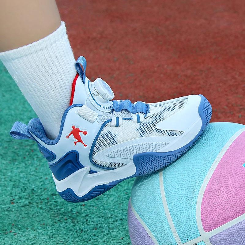 Jungen Sportschuhe 2025 Herbst neue Kinderschuhe Drehknopf Basketballschuhe Netzobermaterial Student rutschfest Laufschuhe