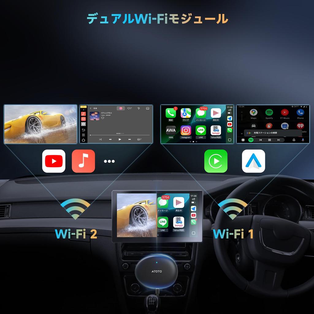 ATOTOZONE AD5 Wireless CarPlay/Android Auto Adapter