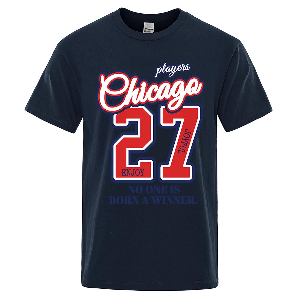 27 Number No One Is Born Winner Print Male Tshirt Oversized Loose T Shirts Cotton T Shirts Hip Hop Breathable T-Shirt Couple