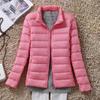 Womens Lightweight Packable Down Jacket Thin Short Puffer Coat With Stand Collar Slim Fit