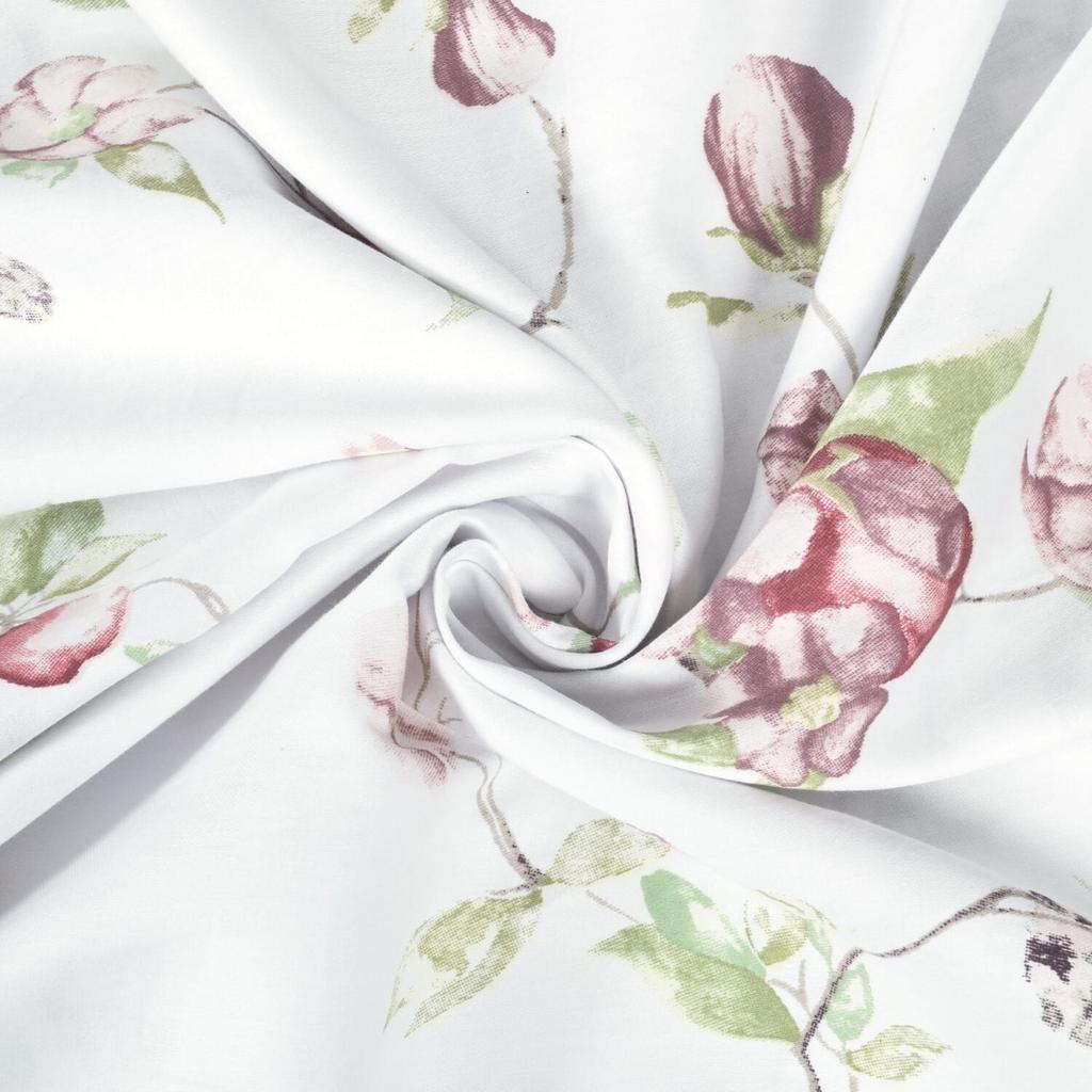 Satin Bedding Set 160x200 Exclusive Leaves and Flowers Spring
