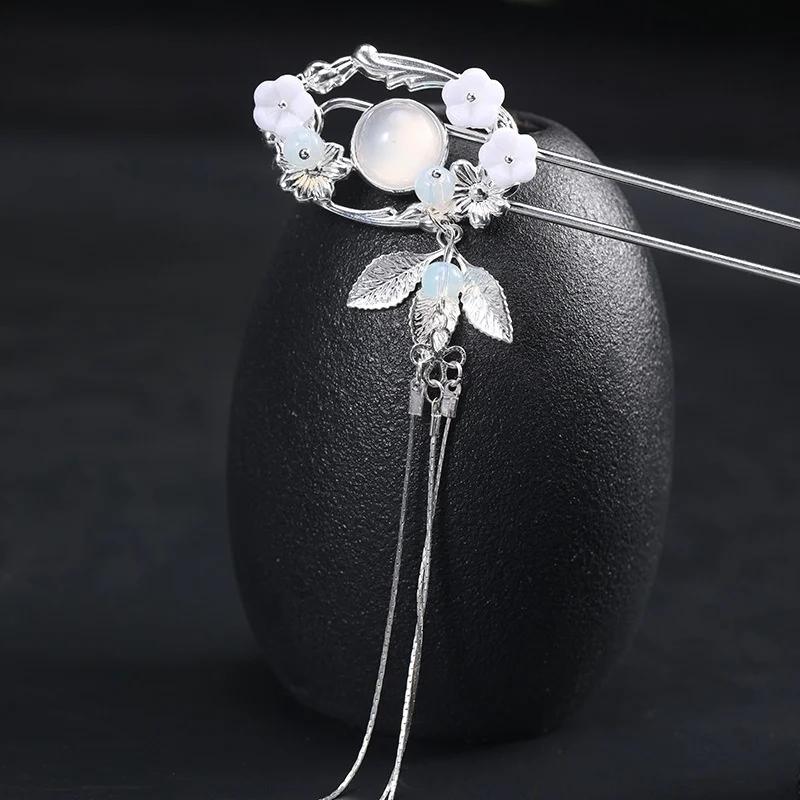 Épingles à cheveux chinoises en métal à pompons faites main vintage pour femmes ethniques ornements accessoires de bijoux de mode