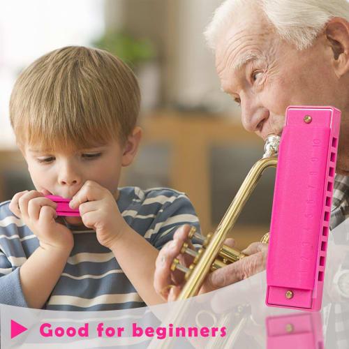 AMOR PRESENT Plastic Harmonicas for Kids and Toddlers, 2-Piece 10-Hole Translucent Harmonica with Case, Suitable for Professionals and Beginners